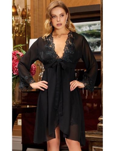 Russian Black Premium Satin Nighty With Floral Print All Over From Libas  Loungewear - ST085-2XL