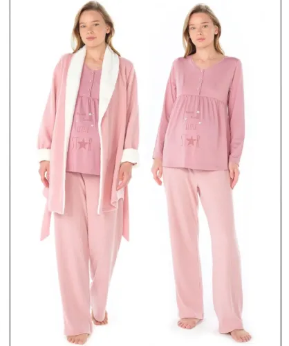 Feyza 4934 Sabahlıklı Hamile Pijama Takım
